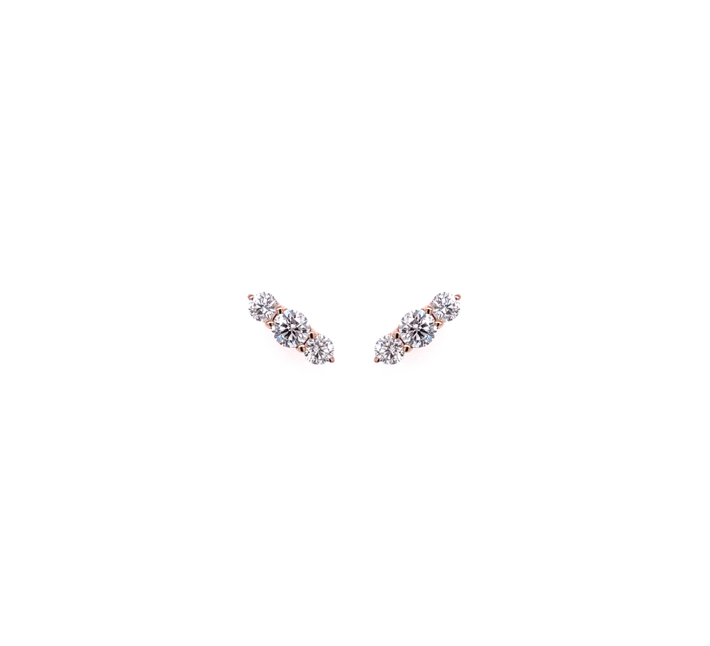 Three Diamonds Stones Earrings