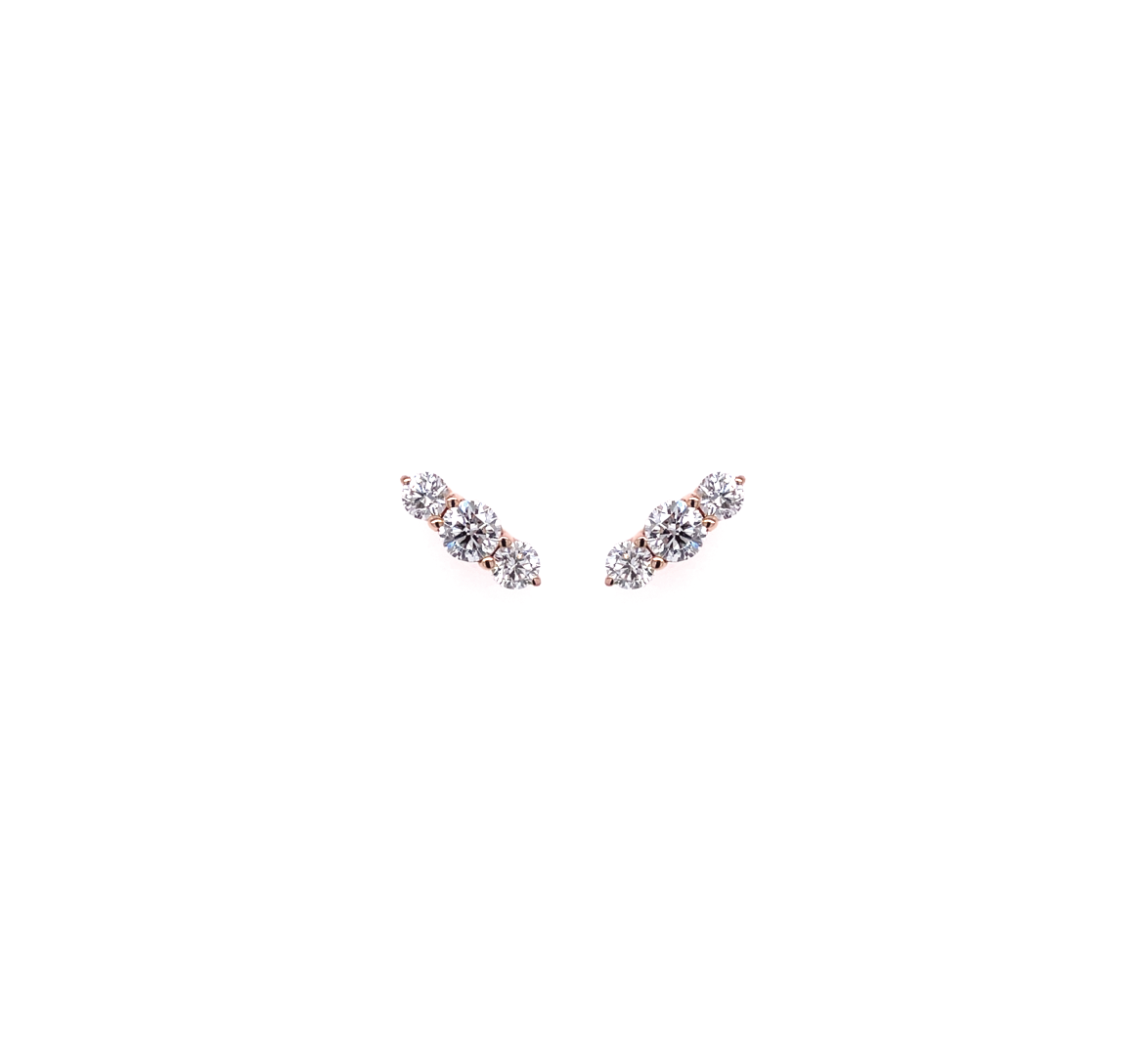 Three Diamonds Stones Earrings