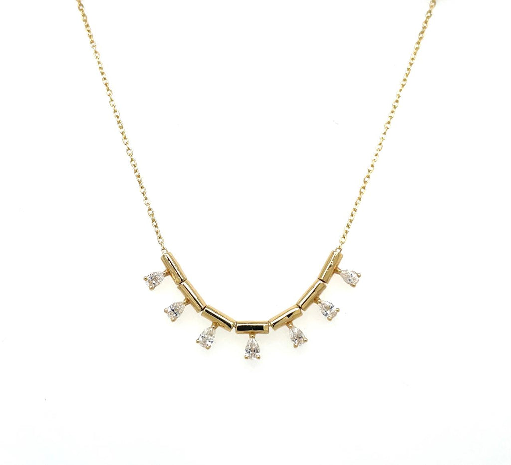 Seven Pear Diamonds Drops Necklace