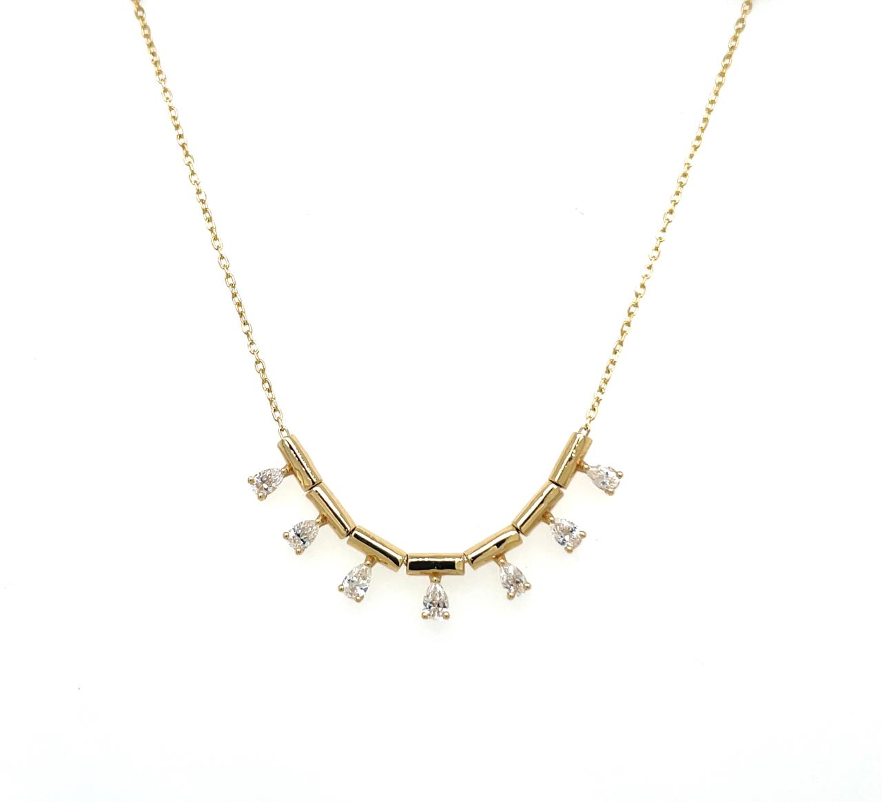 Seven Pear Diamonds Drops Necklace
