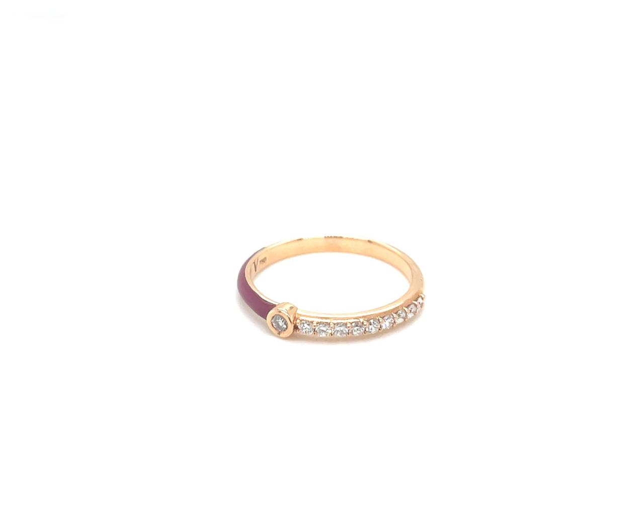 Pinky Enamel Diamond Ring