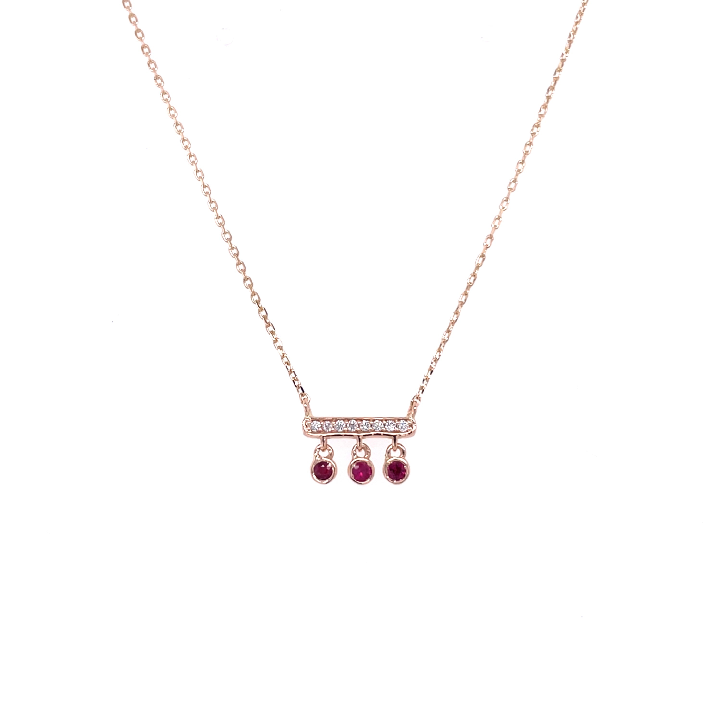 Ruby drops on Diamond Necklace