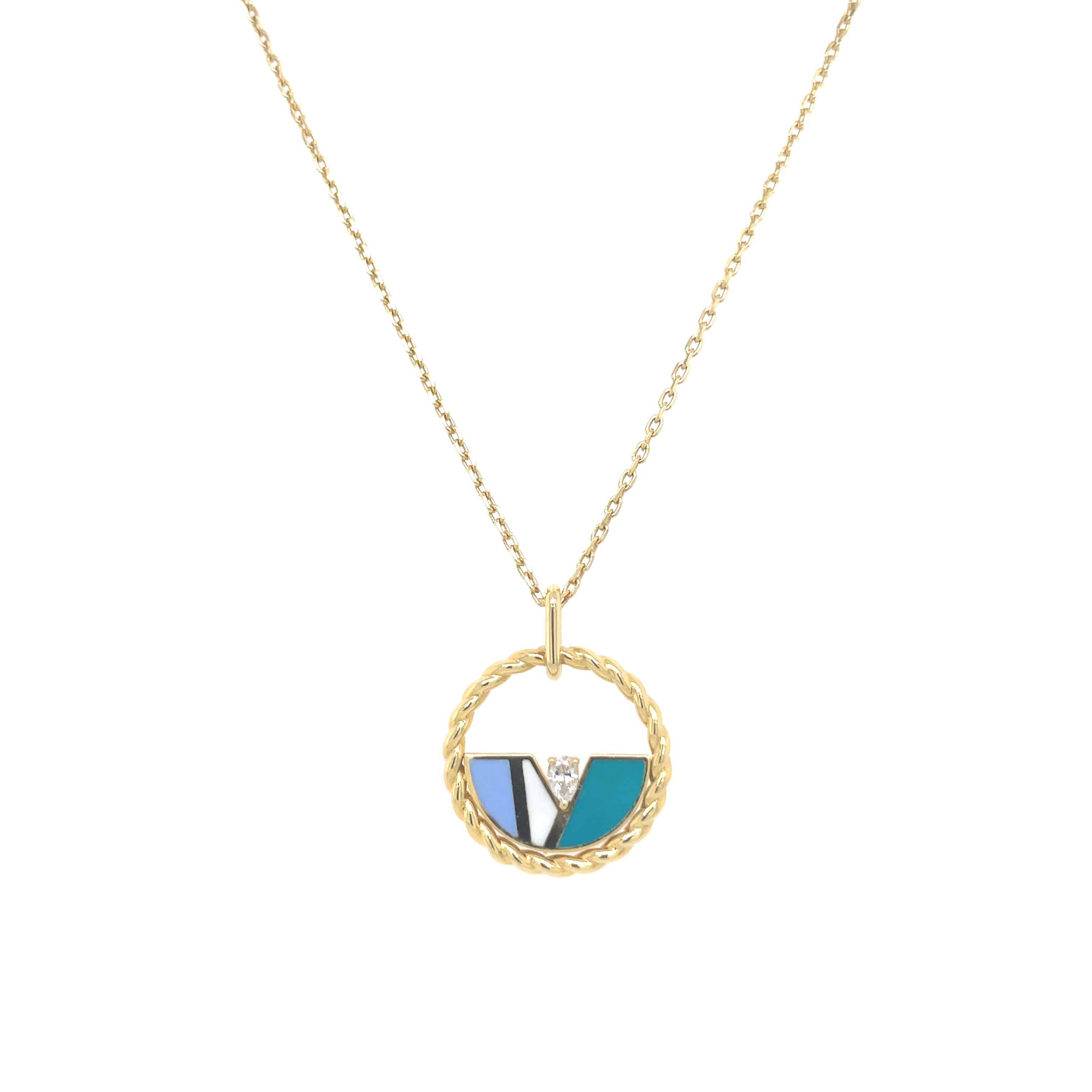 Enamel Diamond Twist Necklace