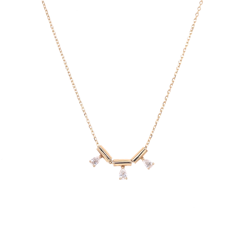 Three Pear Diamonds Drops Necklace