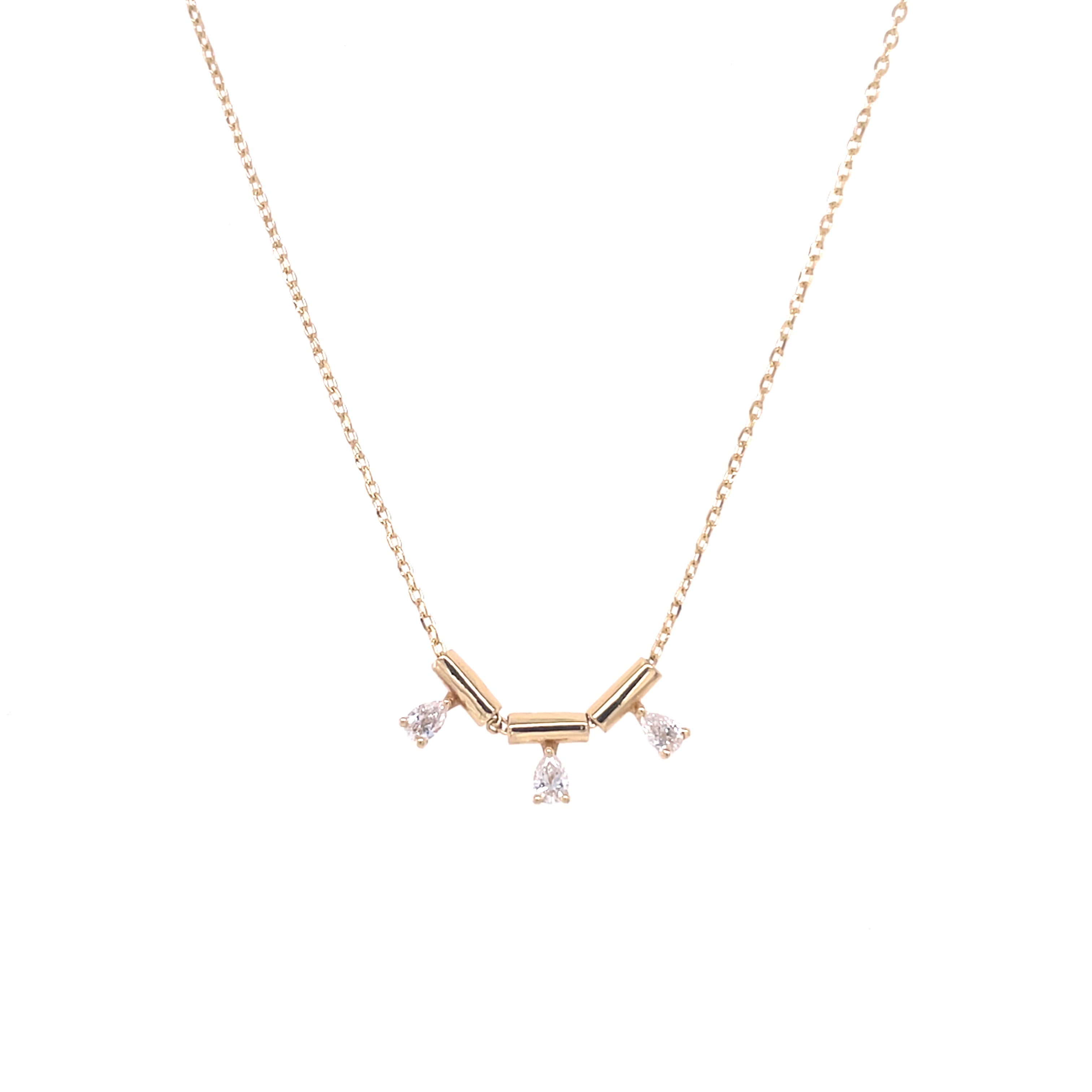Three Pear Diamonds Drops Necklace