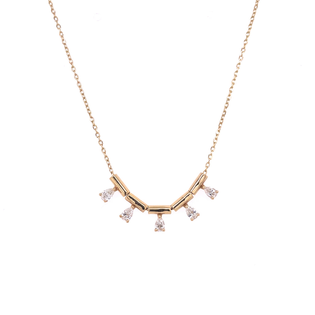 Five Pear Diamonds Drops Necklace