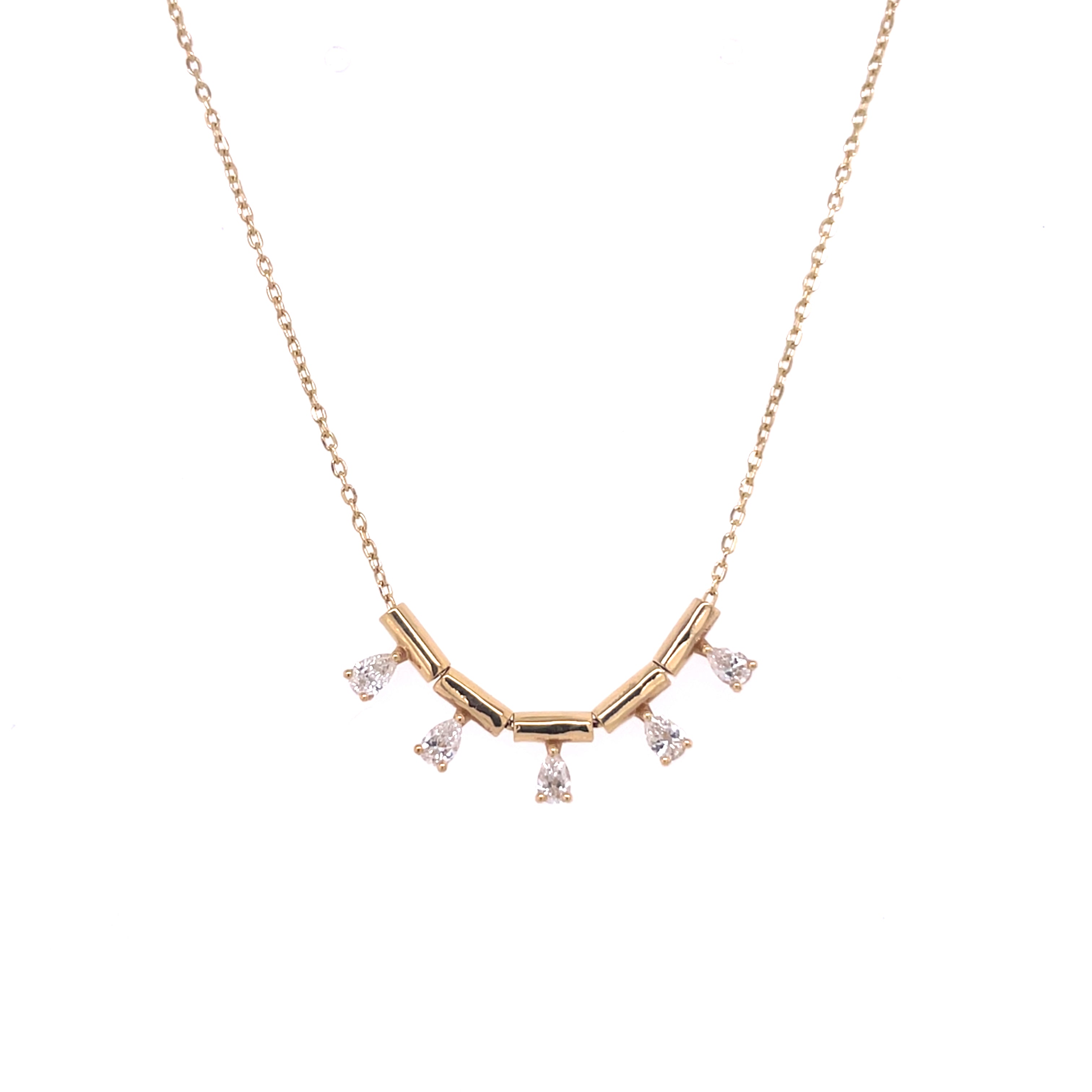 Five Pear Diamonds Drops Necklace