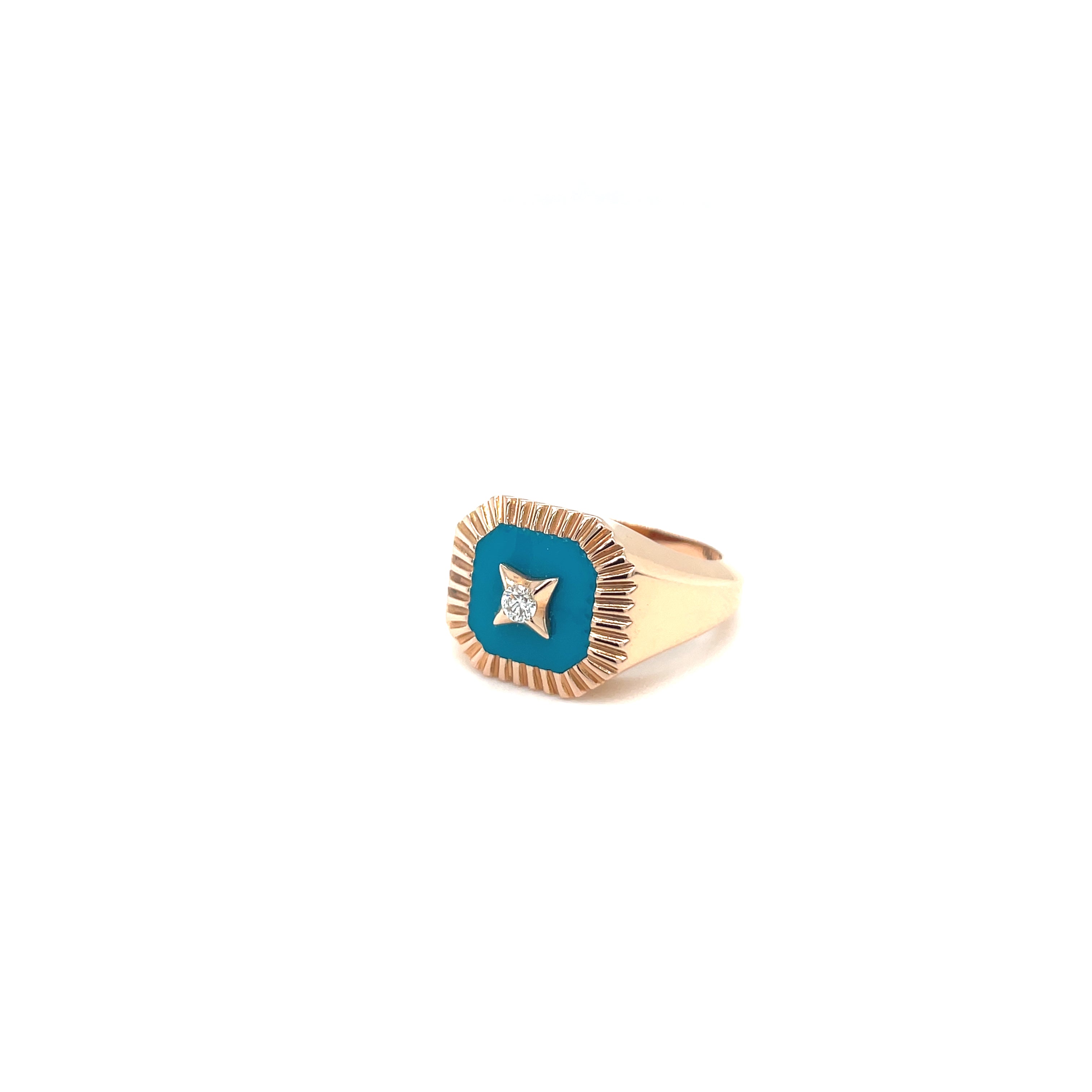 Blue Enamel Diamond Ring